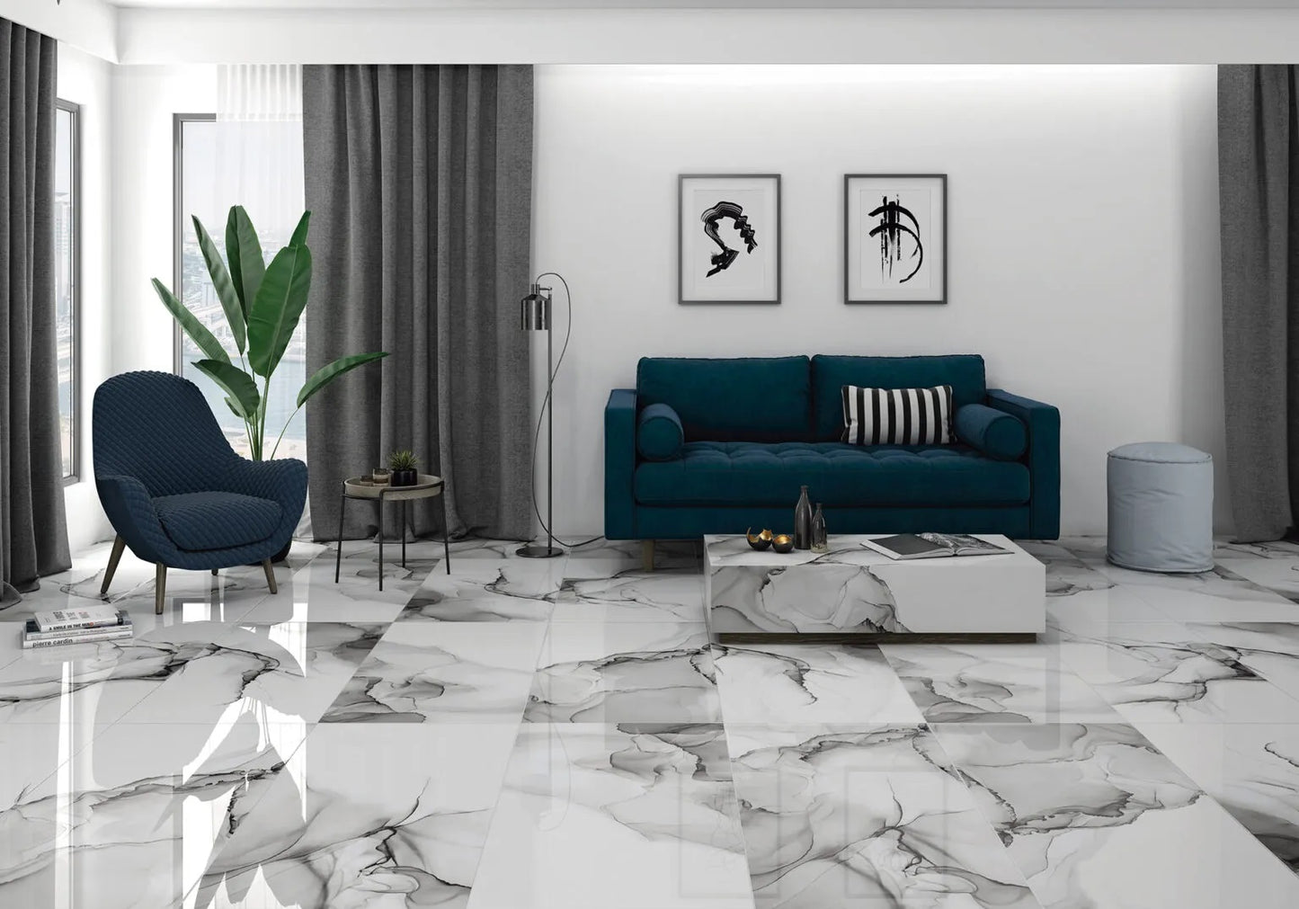 Pisa White Black Marmerlook