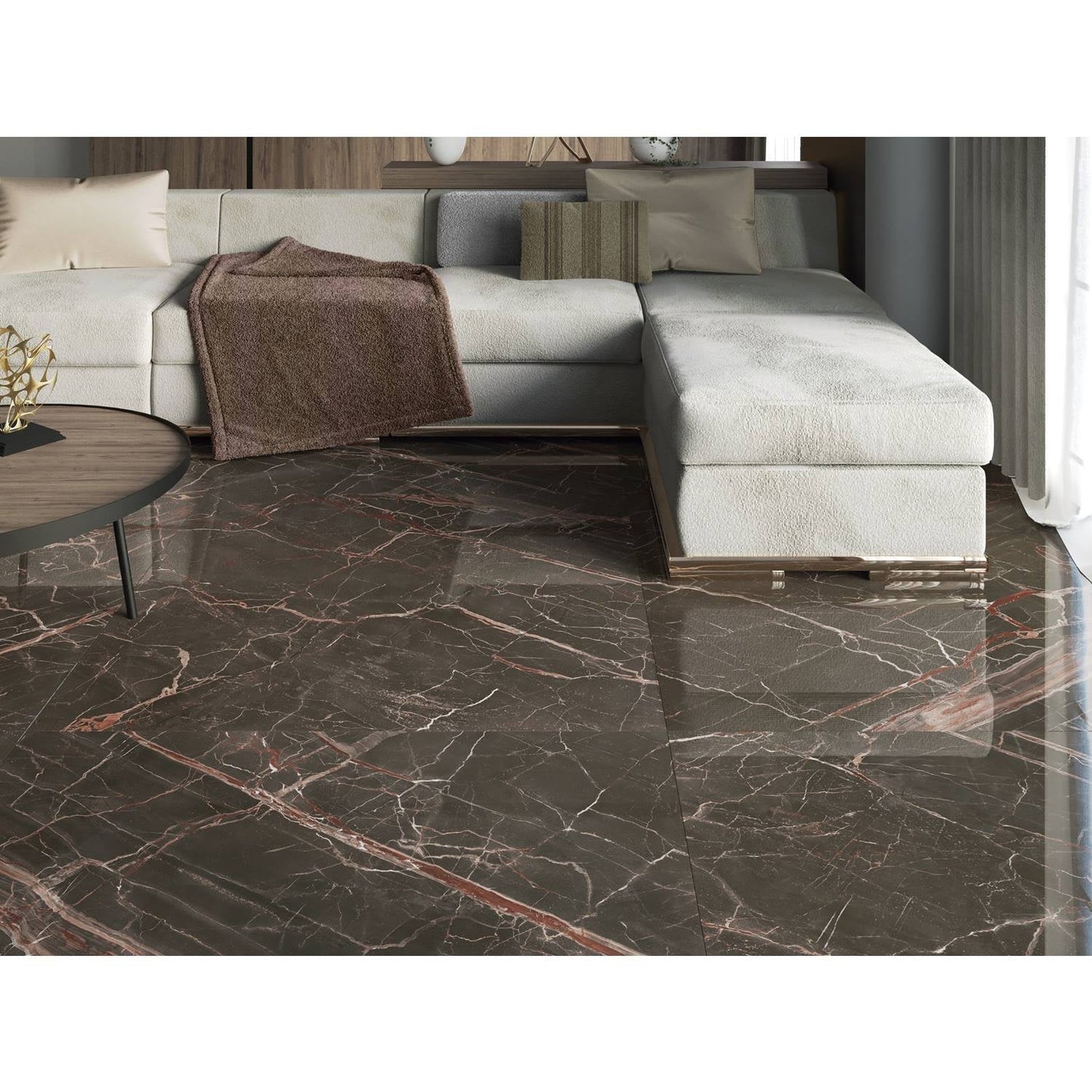 Exxen Brown tegelspot marmerlook, rechthoek, supergepolijst, vierkant, vloertegel, wandtegel