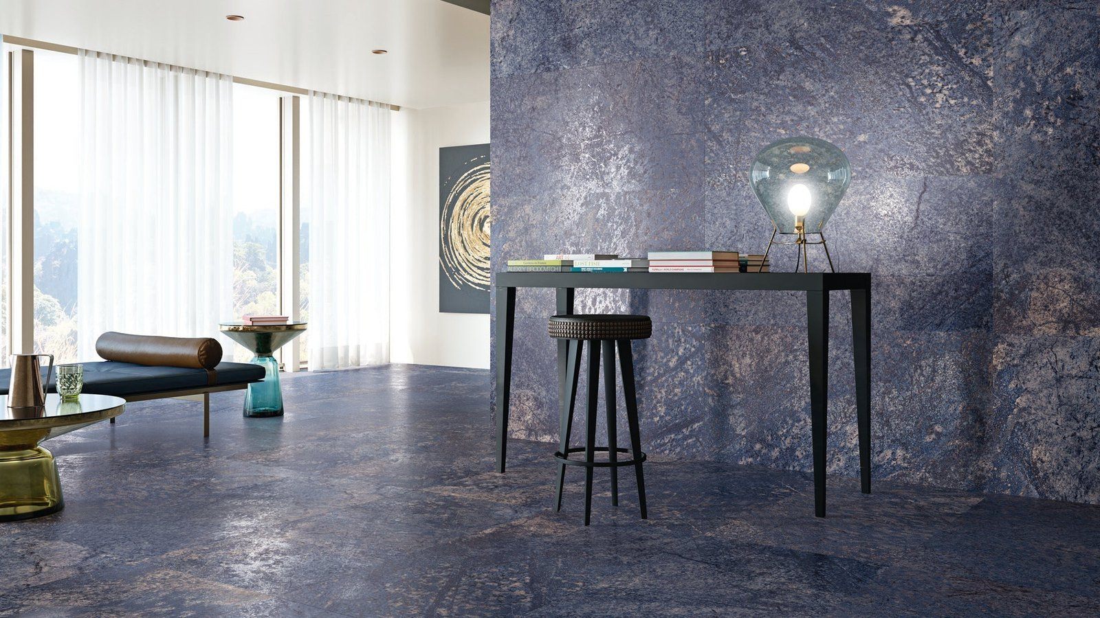Baya Blue tegelspot az, Betonlook, blauw, glans, Luxglans, mat, special, stonelook, vierkant, vloertegel, wandtegel
