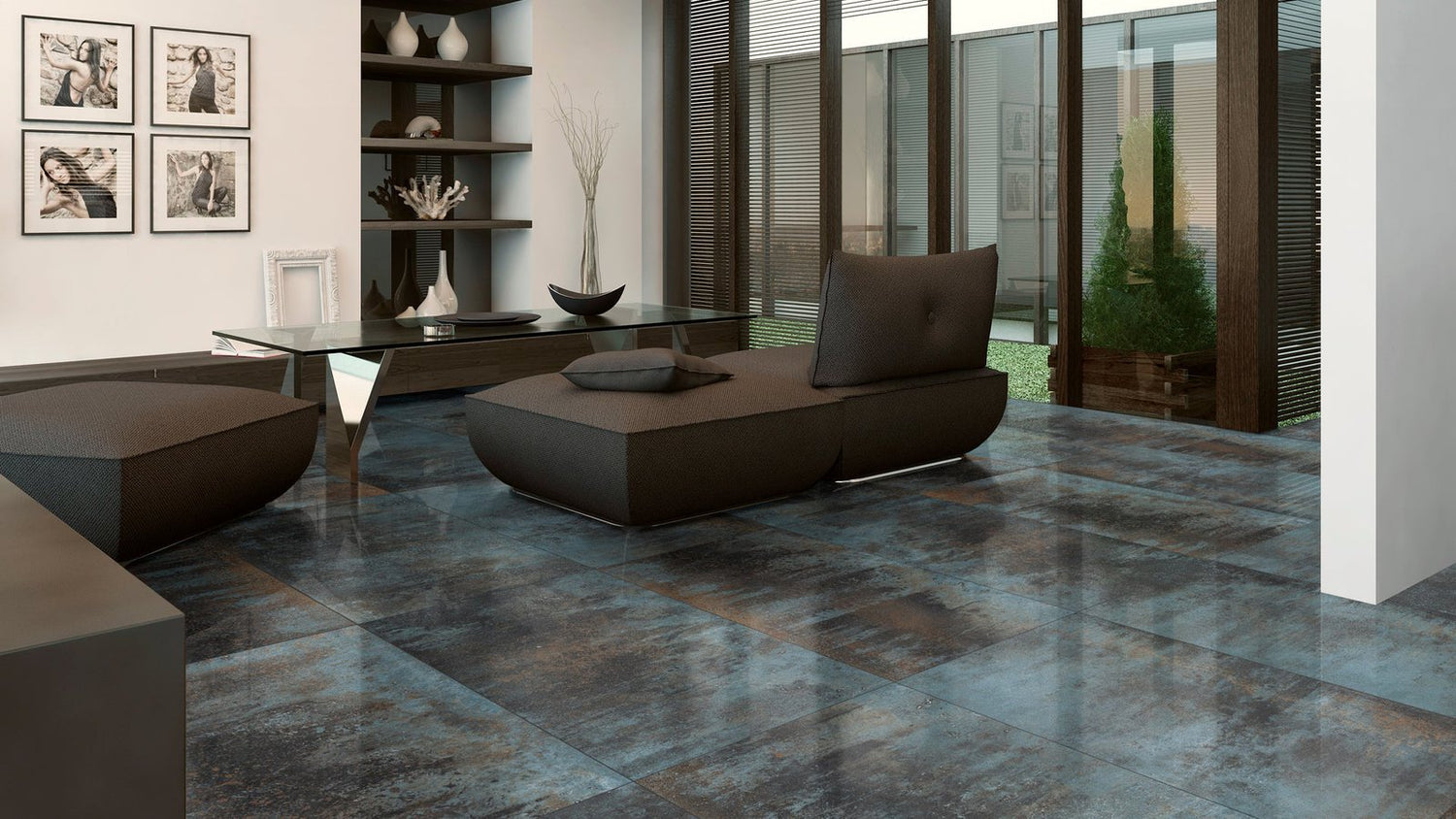 Orion Blue tegelspot az, Betonlook, blauw, glans, halfglans, Luxglans, rechthoek, special, stonelook, vierkant, Vintage, vloertegel, wandtegel